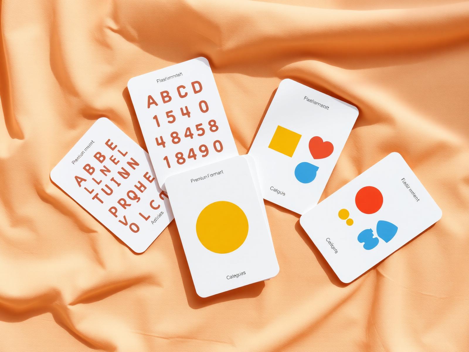 Flashcards fanned out showing four learning categories